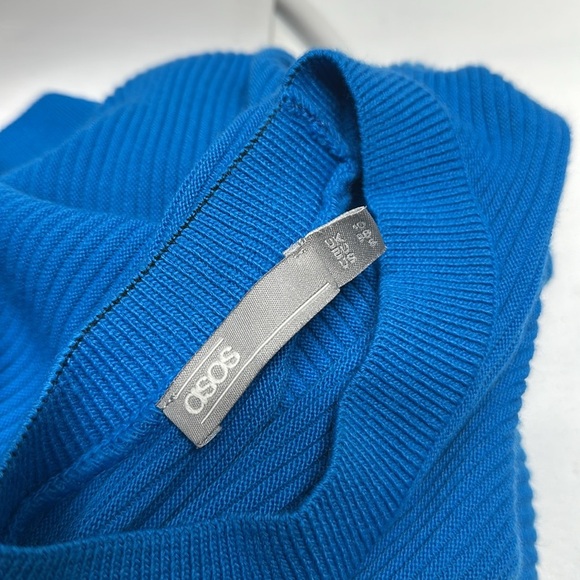 Asos Sweater Pullover Ribbed Knit Long Sleeve Crewneck Blue Oversized US Size 6 - Picture 7 of 8